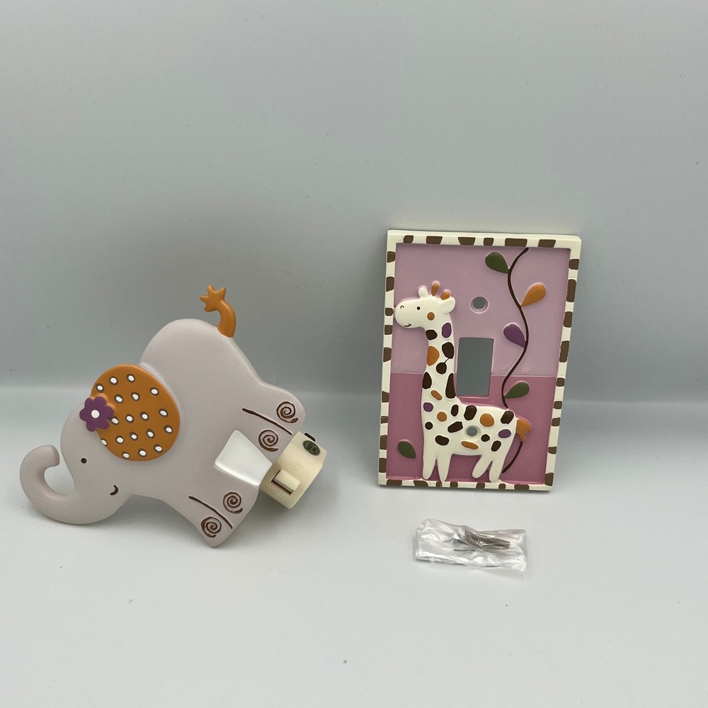 CoCaLo Baby Nursery Elephant Night Light & Giraffe Switch Plate Cover Set‎